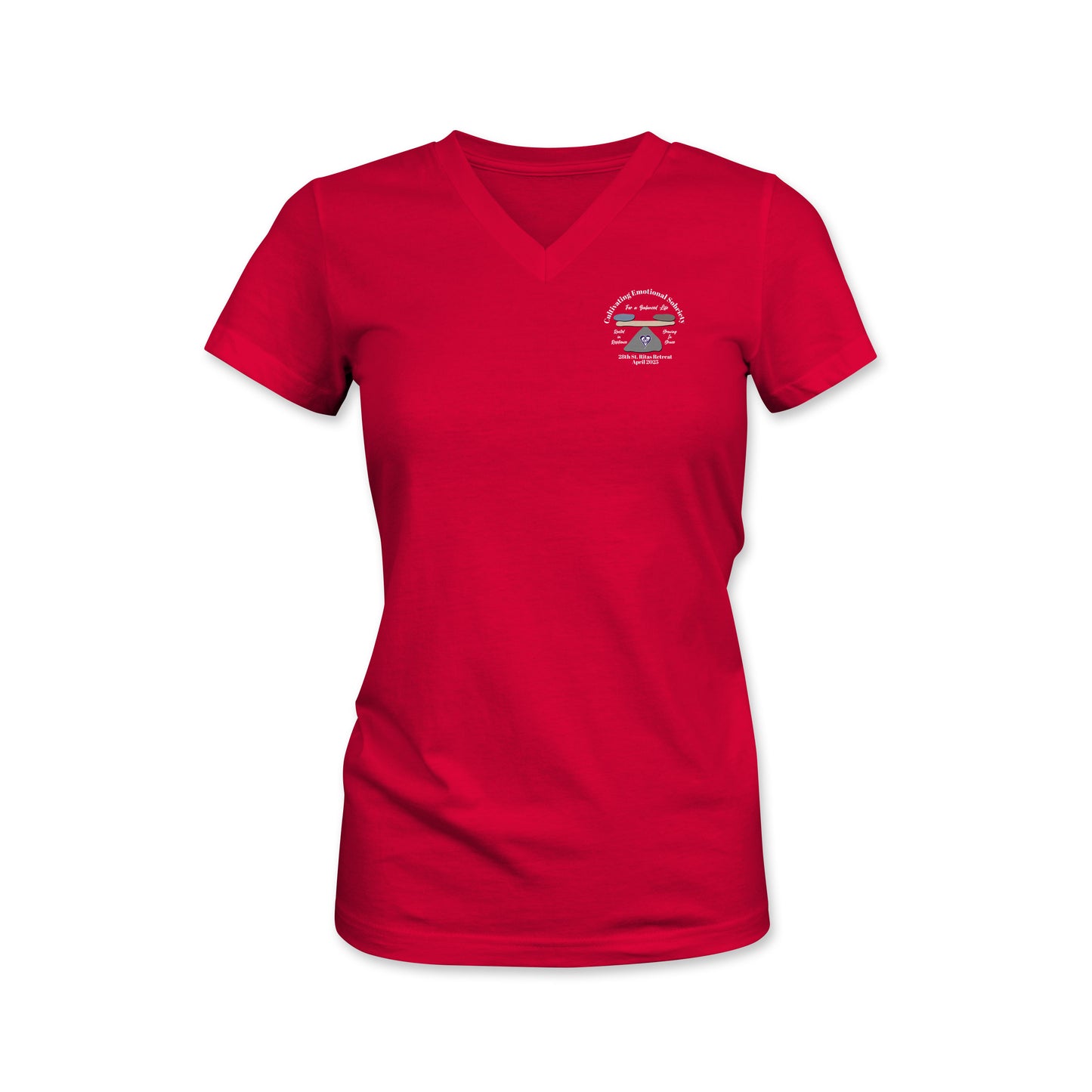 Women's Relaxed Fit V-Neck T-Shirt (St Rita's Retreat)