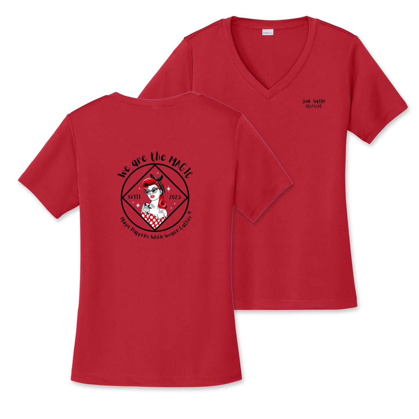 Women's Dri-Fit V-Neck Shirt (Magic Happens)