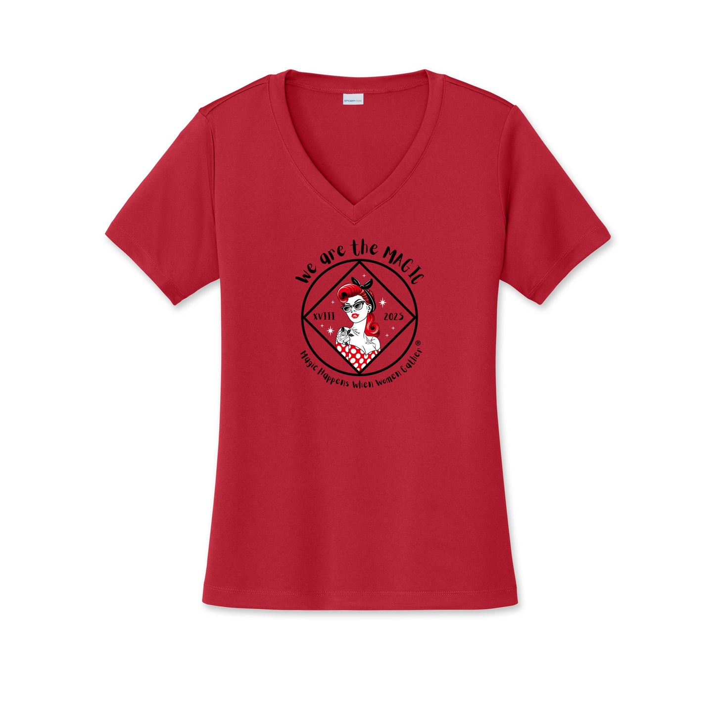 Women's Dri-Fit V-Neck Shirt (Magic Happens)