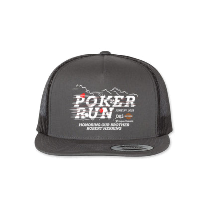 Snapback Trucker Hat Charcoal/Black Flatbill (Poker Run)