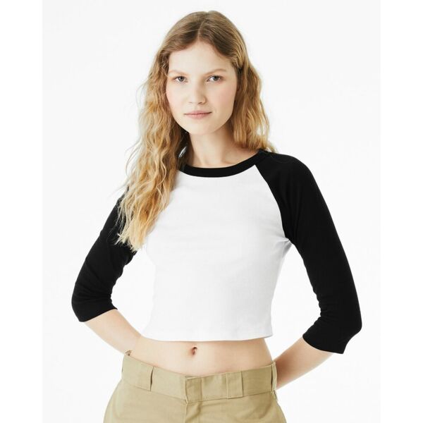 Women's Micro Rib Three-Quarter Raglan Sleeve Baby Tee Thumbnail